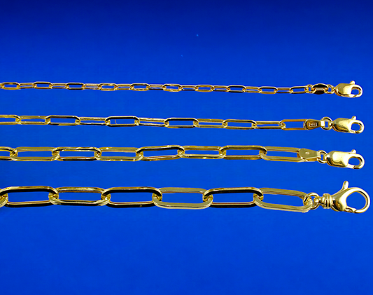 10K Yellow Gold 2mm-6.5mm Oval Paperclip Link Chain Necklace All Sizes Real