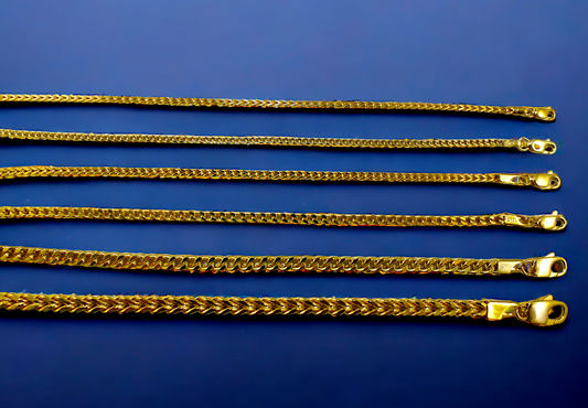 10K Yellow Gold 1.5mm-5.5mm Franco Box Square Chain Necklace All Sizes Men Women